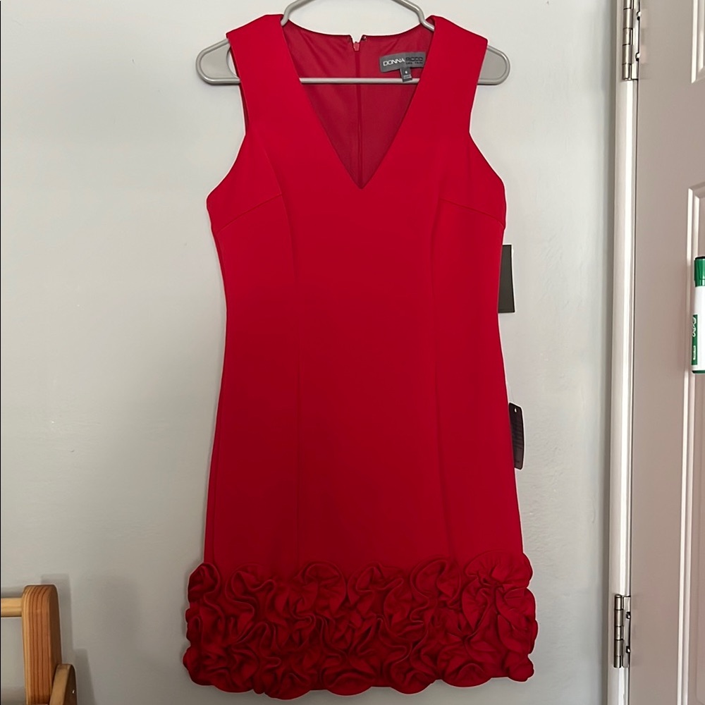 Donna Ricco Red Midi Dress Elegant Design